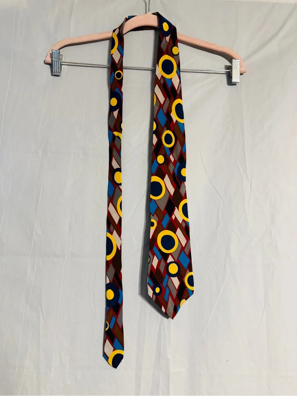 Perry Ellis Portfolio Men’s Necktie Abstract Geometric Multicolor Silk Tie